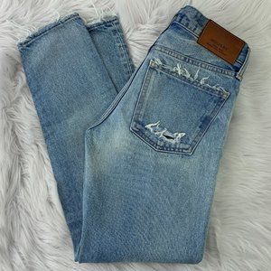Moussy Tapered Distressed Button Fly Japan Made Jeans Sz 25